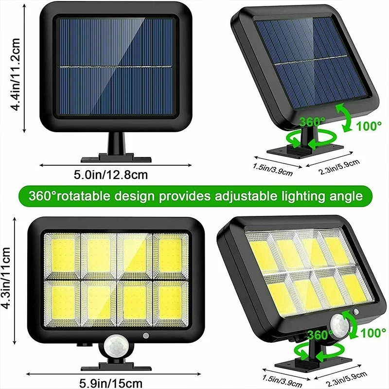 Solar Powered Motion Garden Lights, Waterproof Solar Lamp with Intelligent Modes
