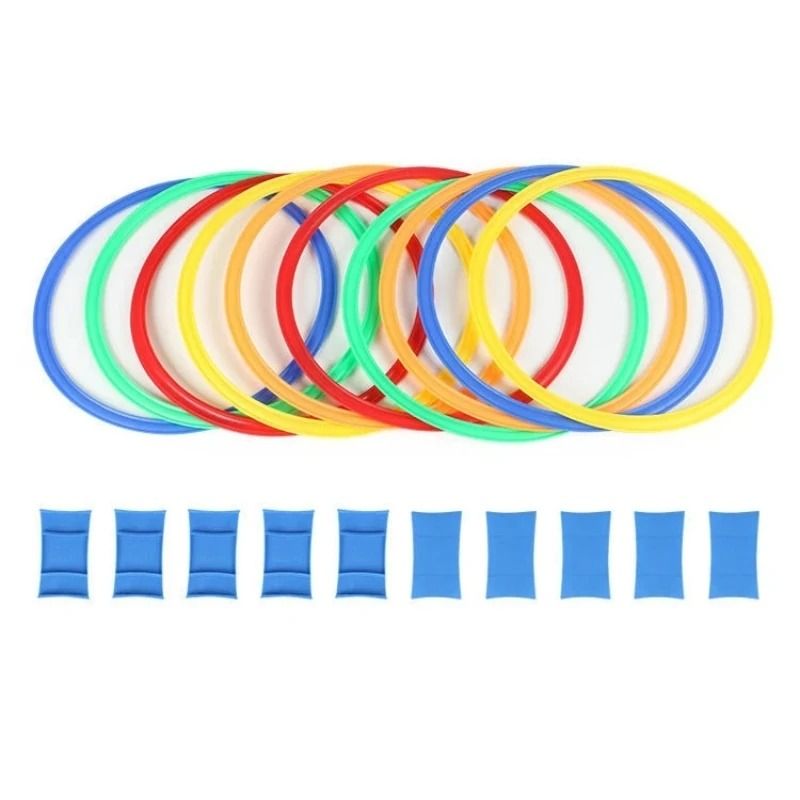 Kids Agility Training Hoops Set Outdoor Jump Ring Game 10 Hoop Lattice Exercise Toy
