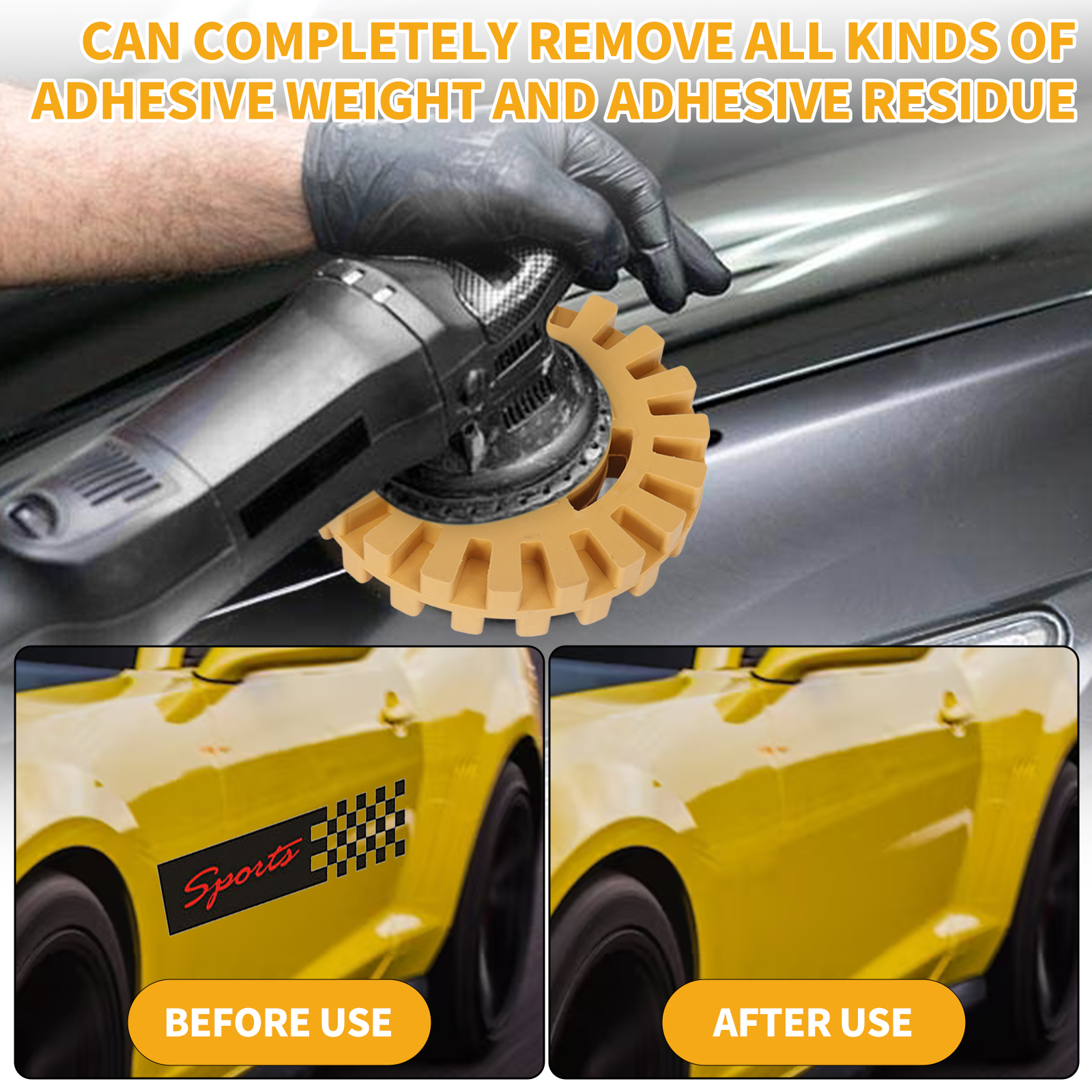 Car Adhesive Remover Rubber Wheel with Power Drill Attachment for Vinyl Decals & Paint Repair