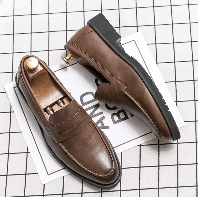 Mens Soft Breathable Leather Casual Slip On Loafers Lightweight British Style Business Shoes