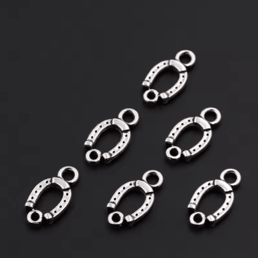 50pcs Silver Horseshoe Connector Charms for DIY Jewelry Making