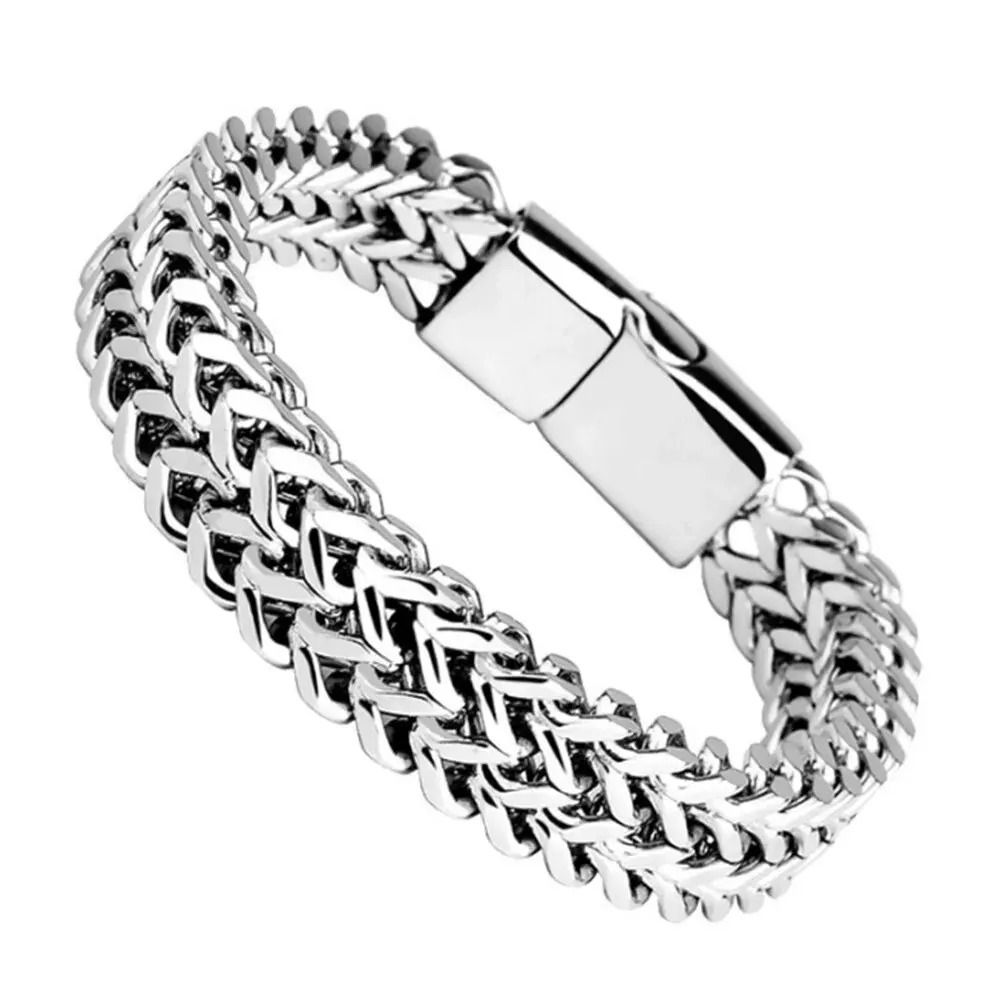 Stainless Steel Braided Magnetic Buckle Bracelet Fish Scale Design