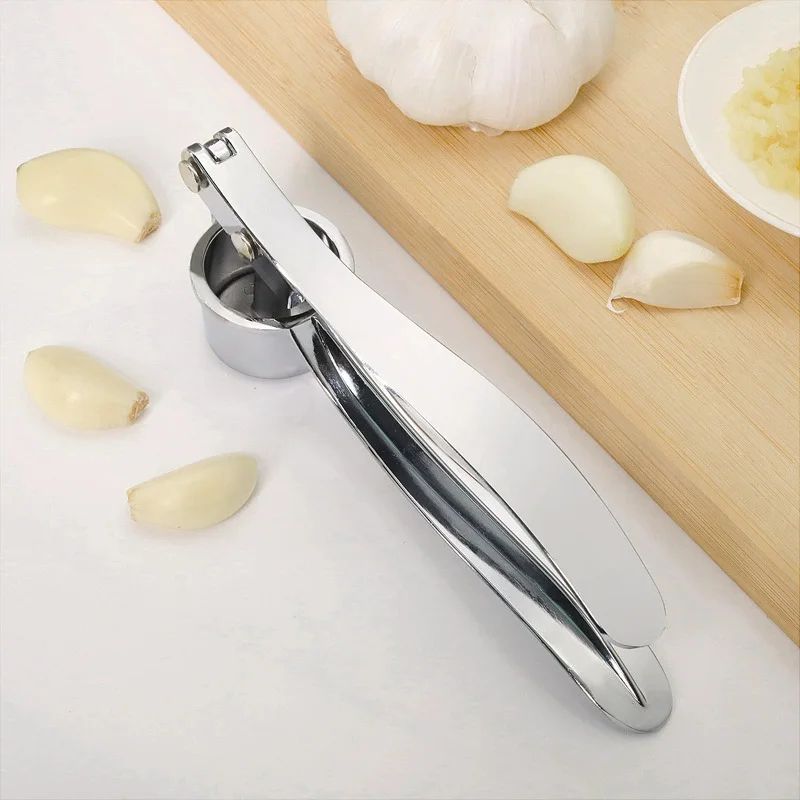 6.1in Stainless Steel Garlic Press & Nut Cracker – Dual-Use Heavy Duty Kitchen Mincer Tool