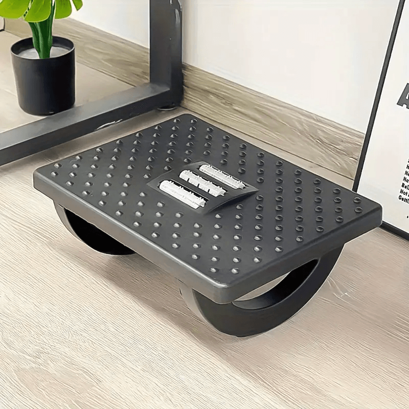 Adjustable Ergonomic Footrest with Massage Rollers, Portable Under-Desk Foot Stool for Home Office Comfort