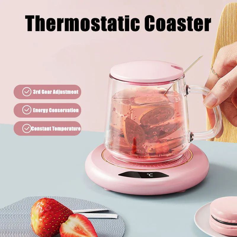 USB-Powered Thermostatic Heating Coaster – 3-Speed Adjustment for Home & Office