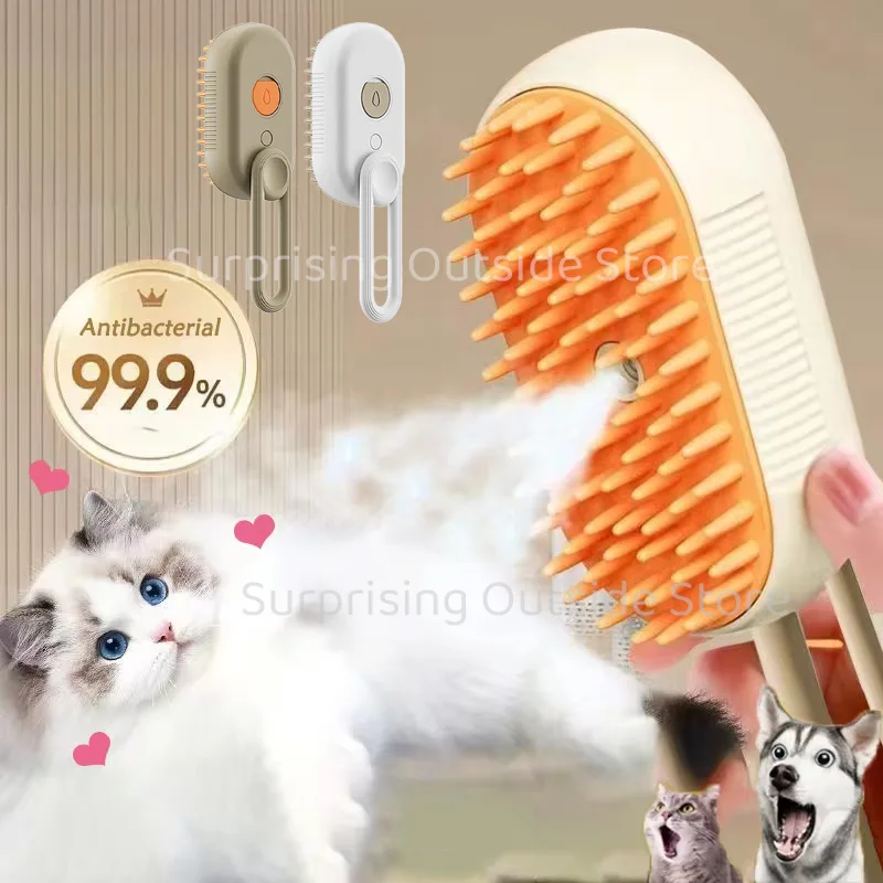 Cat Dog Pet Spray Massage Brush One Button Steam Spray Rotatable Floating Hair Bath and Hair Removal Comb