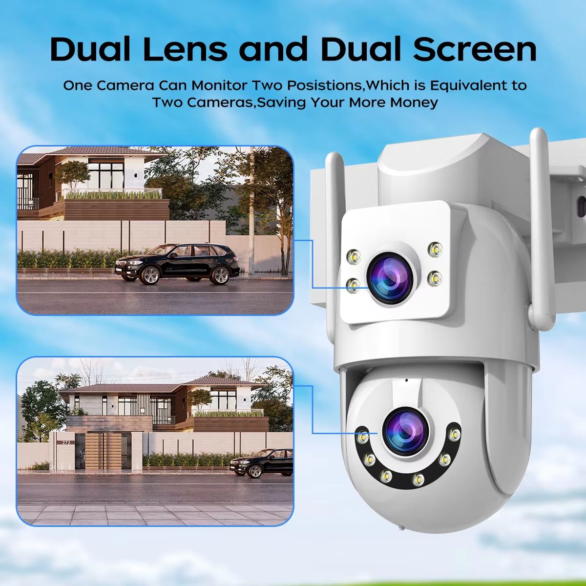 Jooan 4K 8MP Outdoor WiFi PTZ Security Camera with Dual Lens, 5X Zoom and AI Tracking