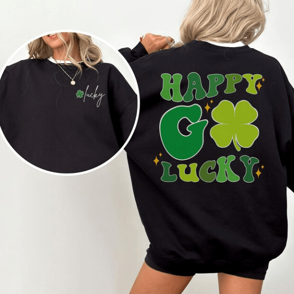 St Patricks Day Shirt for Women Lucky Shamrock Crewneck Irish