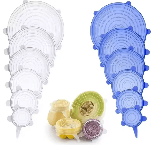6-Piece Silicone Stretch Lids Reusable Fresh-Keeping Food Bowl Covers