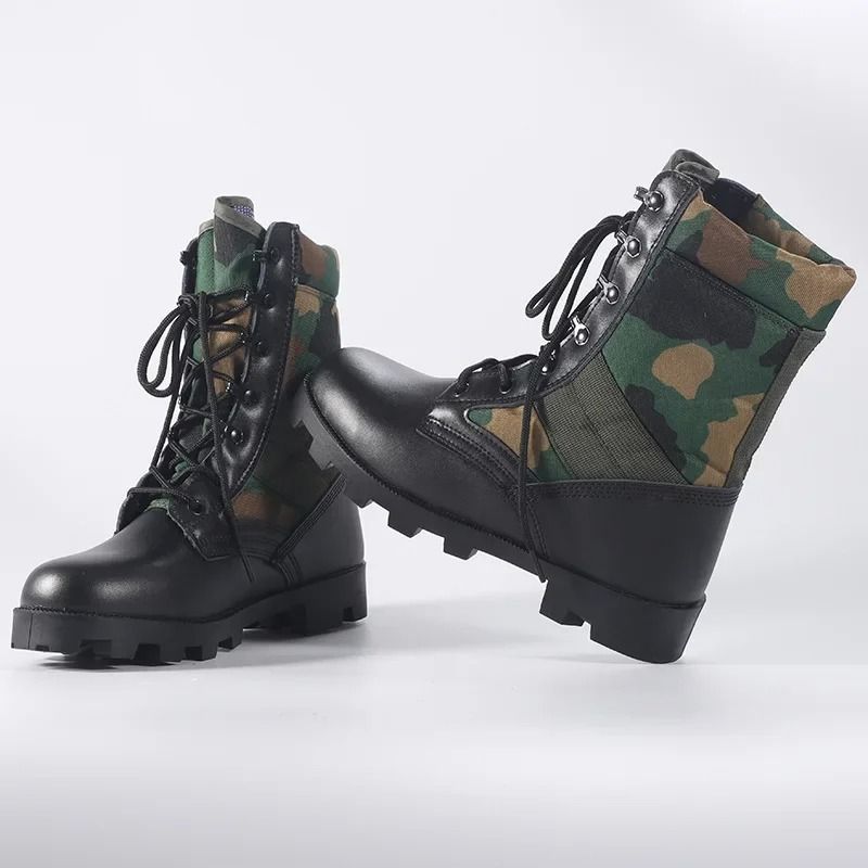 Mens Lace Up Waterproof Canvas Tactical Combat Desert Ankle Boots