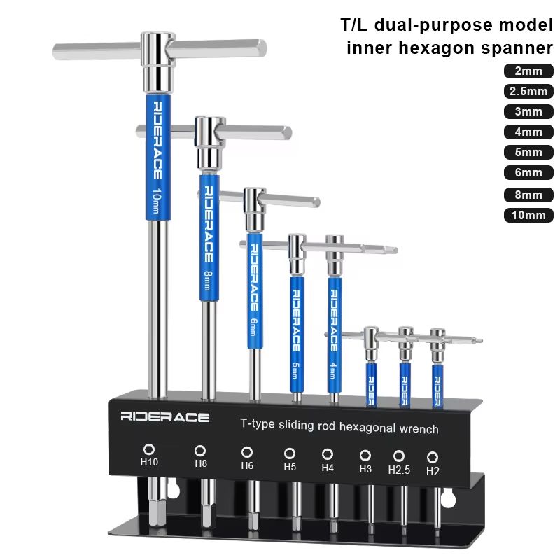 RIDERACE T-Handle Allen Wrench Set (2/2.5/3/4/5/6/8/10 mm) – Heavy-Duty CRV Steel Bike Repair Tools