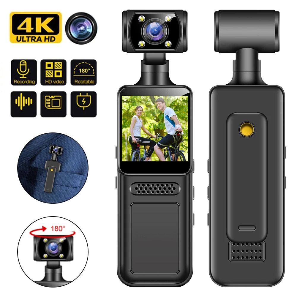 HD 4K Mini WiFi Action Camera with Motion Detection and 180 Degree Rotating Mount