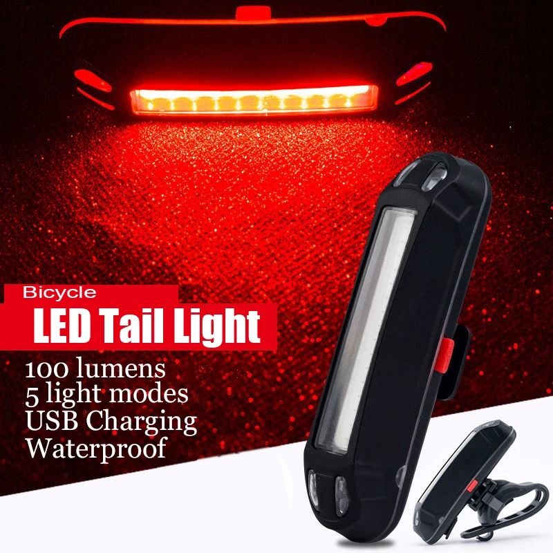 USB Rechargeable Bike Tail Light LED Bicycle Rear Safety Warning Lamp