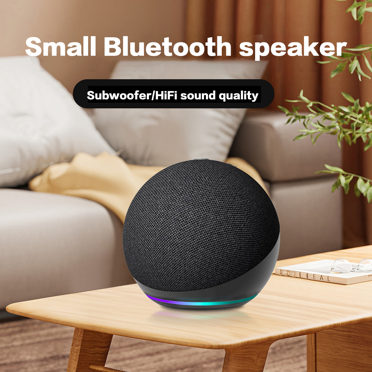 Bluetooth Mini RGB Speaker, Alaxe Small Wireless Speaker, Echo Dot 5th Outdoor Bluetooth Subwoofer