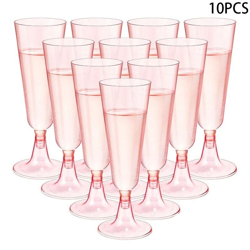 10-Piece Pink Disposable Champagne Flute Set