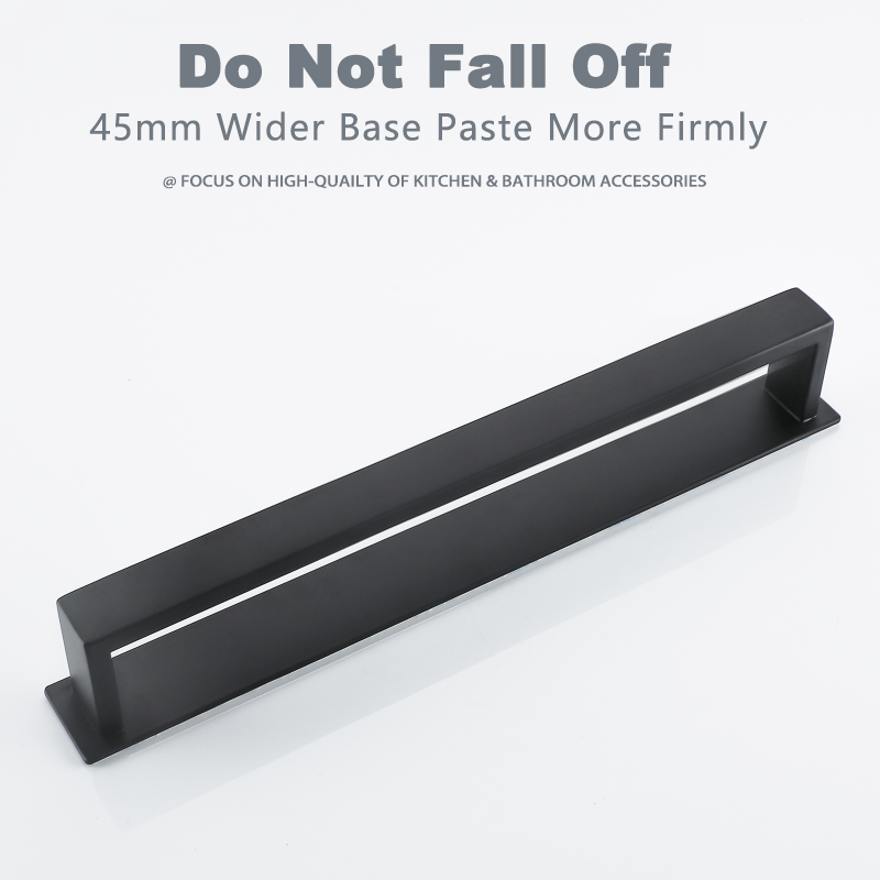 No Drill Black Stainless Steel Towel Holder, Self Adhesive Bathroom Towel Rack, Wall Shower Shelf