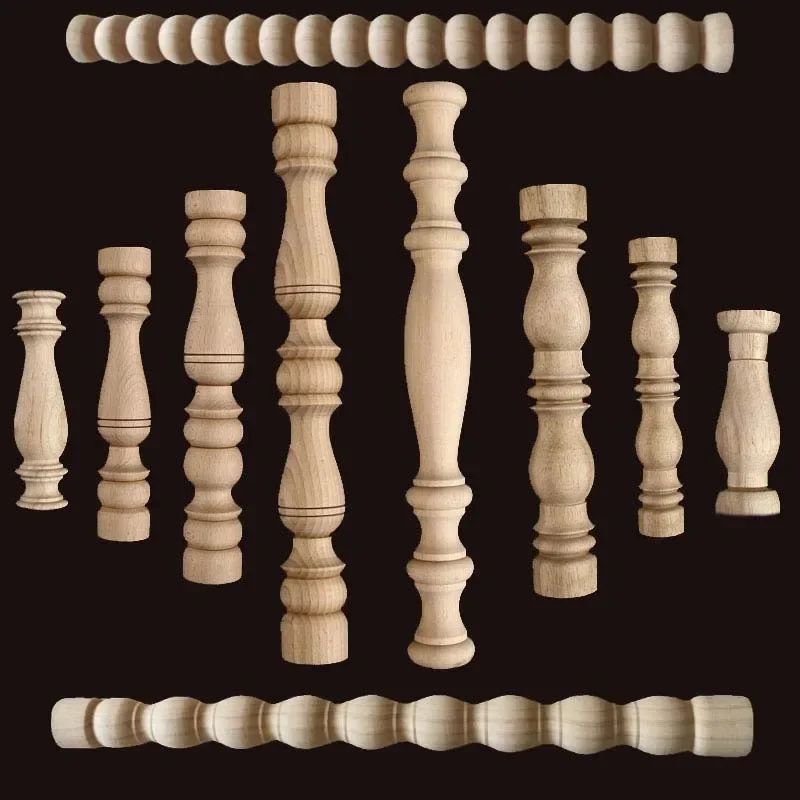 Vintage Carved Wood Applique Decorative Column Spindle Ornament for Furniture and Home Decor