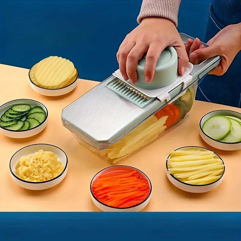Multi functional Vegetable Slicer, Manual Kitchen Tool Kit, Interchangeable Blades, Grater Set for Potatoes