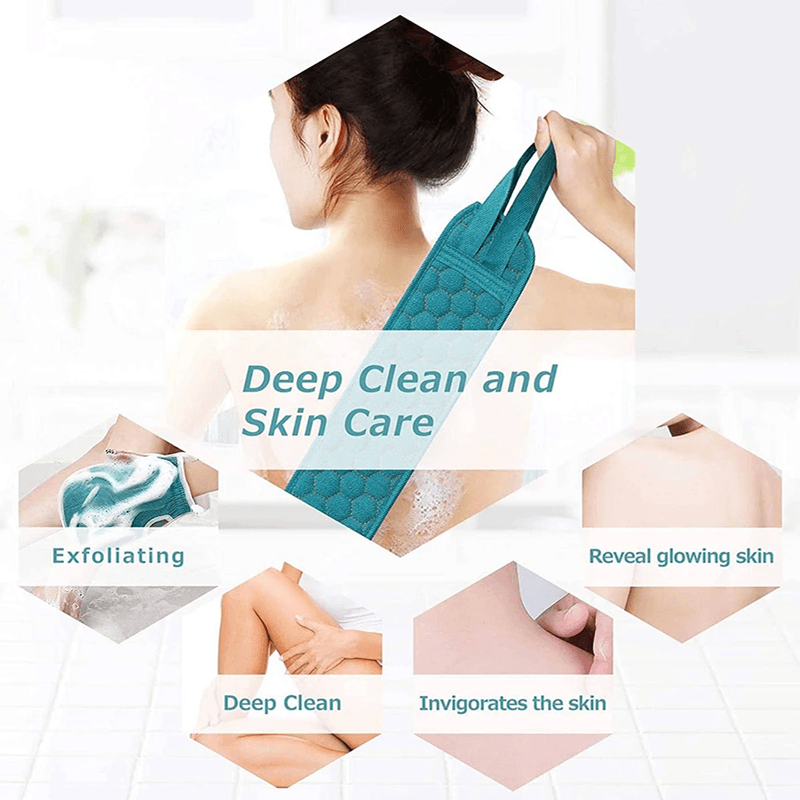 Exfoliating Body Scrubber Set with Back Scrubber Bath Glove and Loofah Sponge