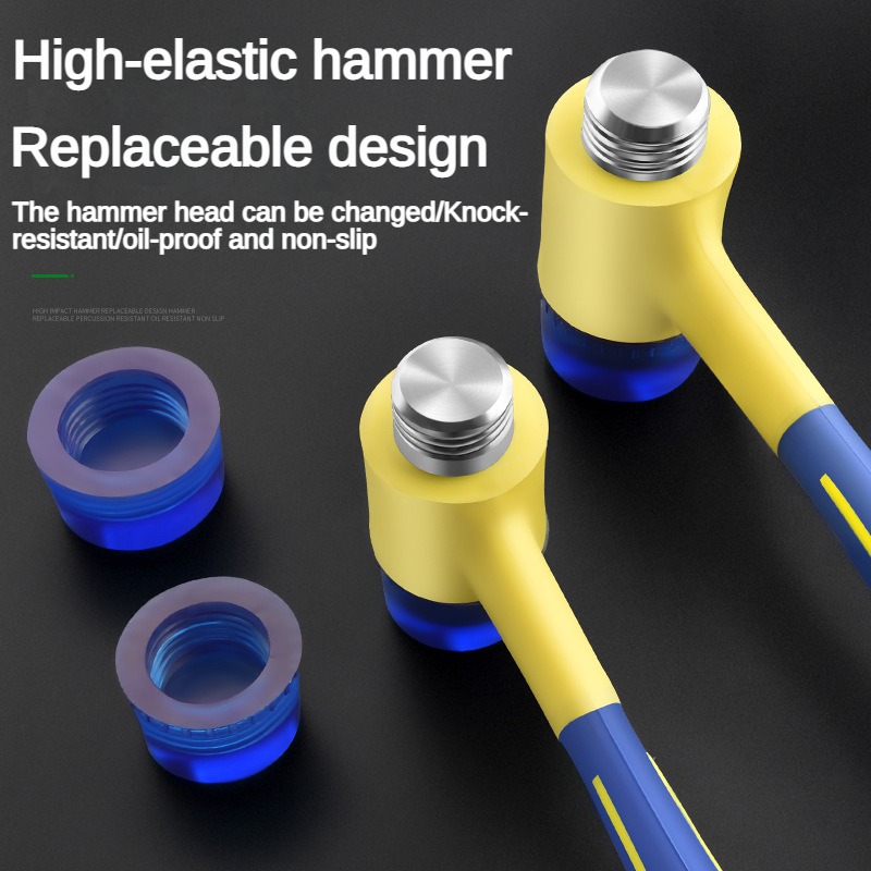 Detachable Dual-Head Rubber Hammer, 25–45mm Insulated Installation Tool with Rubber Grip