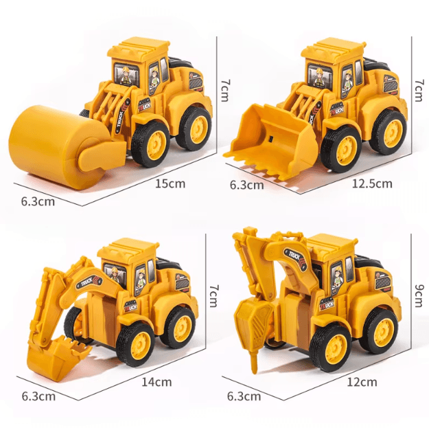Press & Go Construction Vehicle Toy Set – Kids Excavator & Bulldozer Engineering Cars