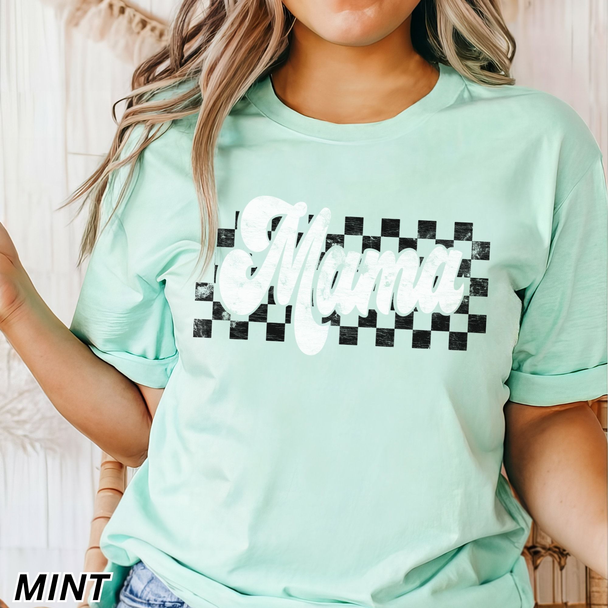 Checkered Mama Shirt, Retro Mama Shirt, Mother's Day Gift, Mom Life Shirt, Motherhood Shirt, Cute Mom Shirt, Mom Gift