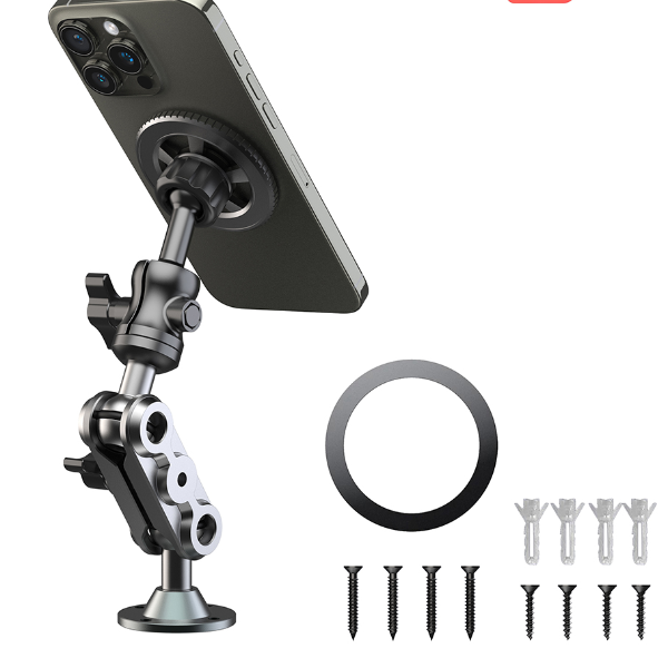 Heavy Duty Drill Base Magnetic Wall Holder for Wall Mount Kitchen Mount Car Dashboard Adjustable Aluminum for Phones