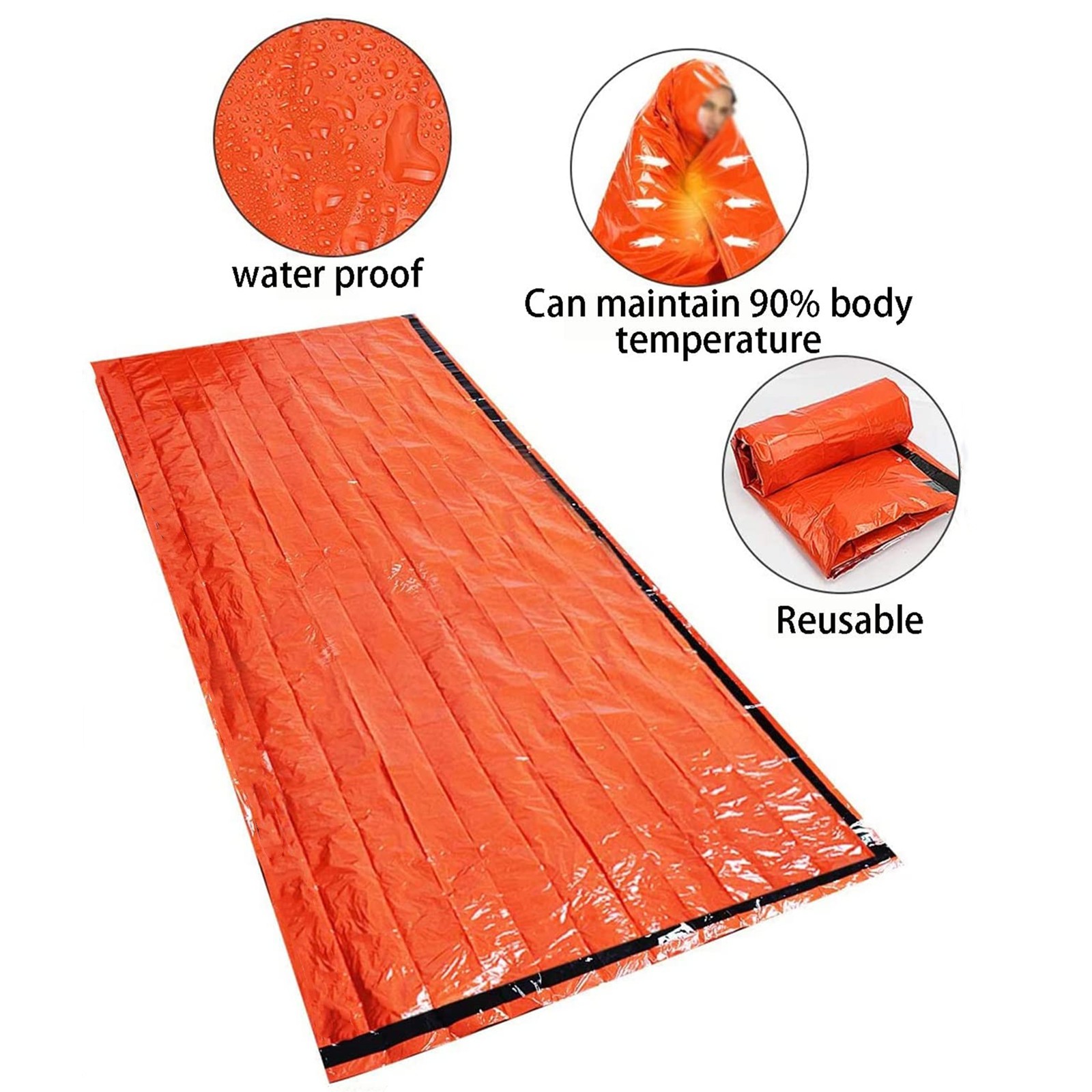 Portable Emergency Survival Sleeping Bag Waterproof Thermal Bivy for Camping and Hiking