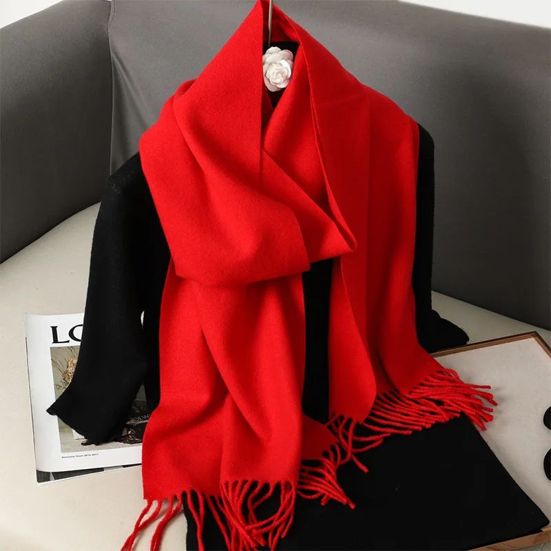 Luxe Winter Cashmere-Feel Women's Scarf Shawl with Tassels