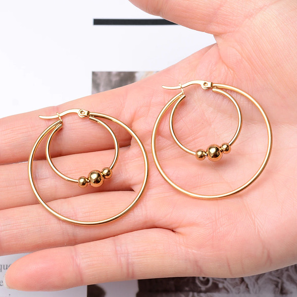 Single Piercing Double Hoop Earrings