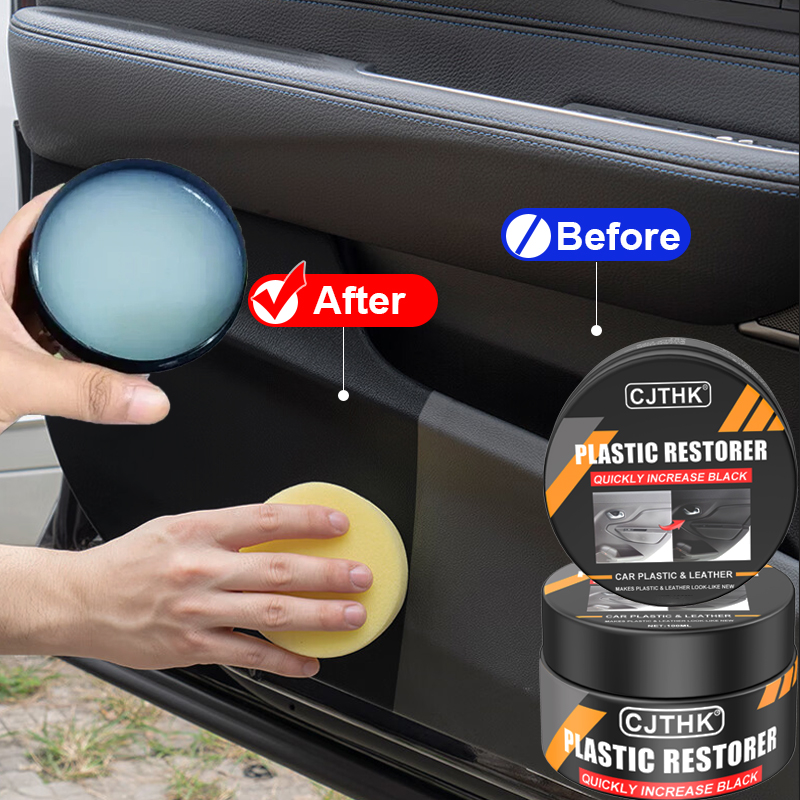 Car Plastic Restorer Crystal Clear Auto Interior Leather & Panel Renewal Wax Coating Agent, Back to Black Gloss Car Wax