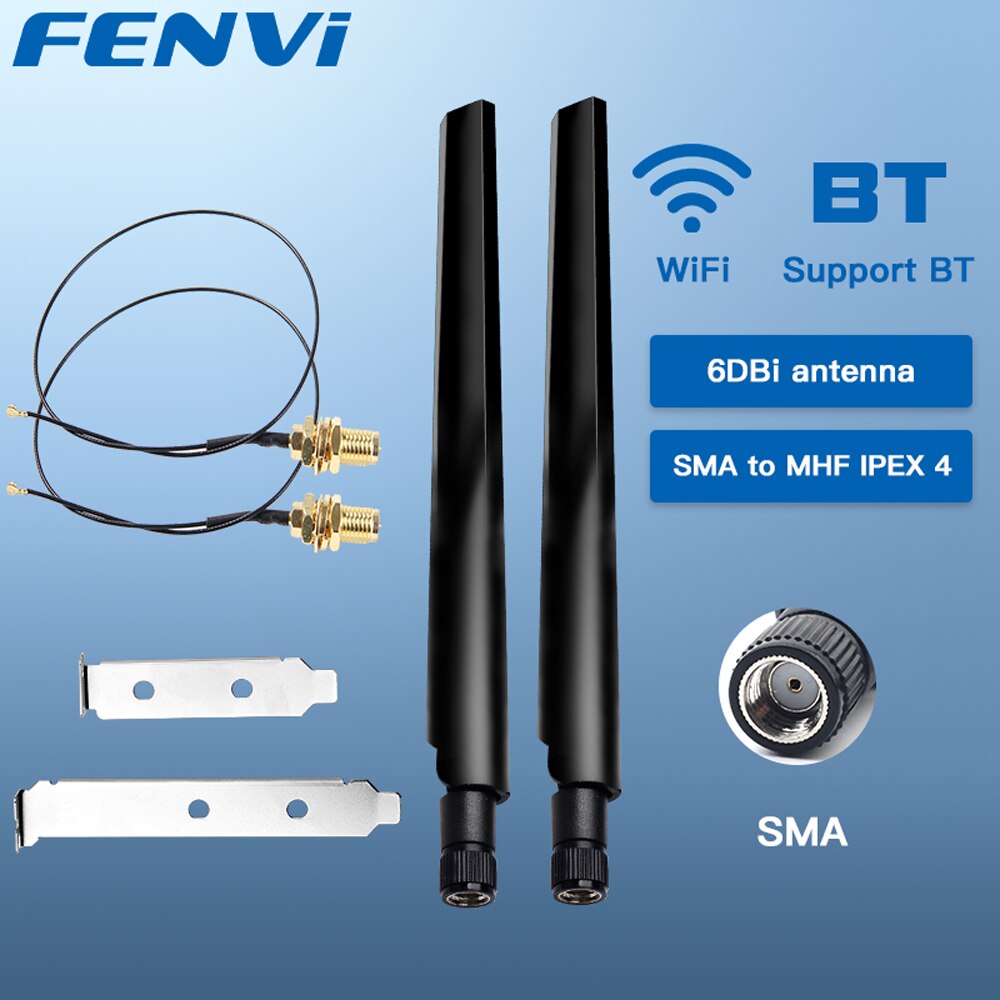 2Pcs X6Dbi Antenna Set for AX210 NGFF M.2 WiFi Card, Dual Band 2.4/5GHz MHF4 Extension Cable RP-SMA