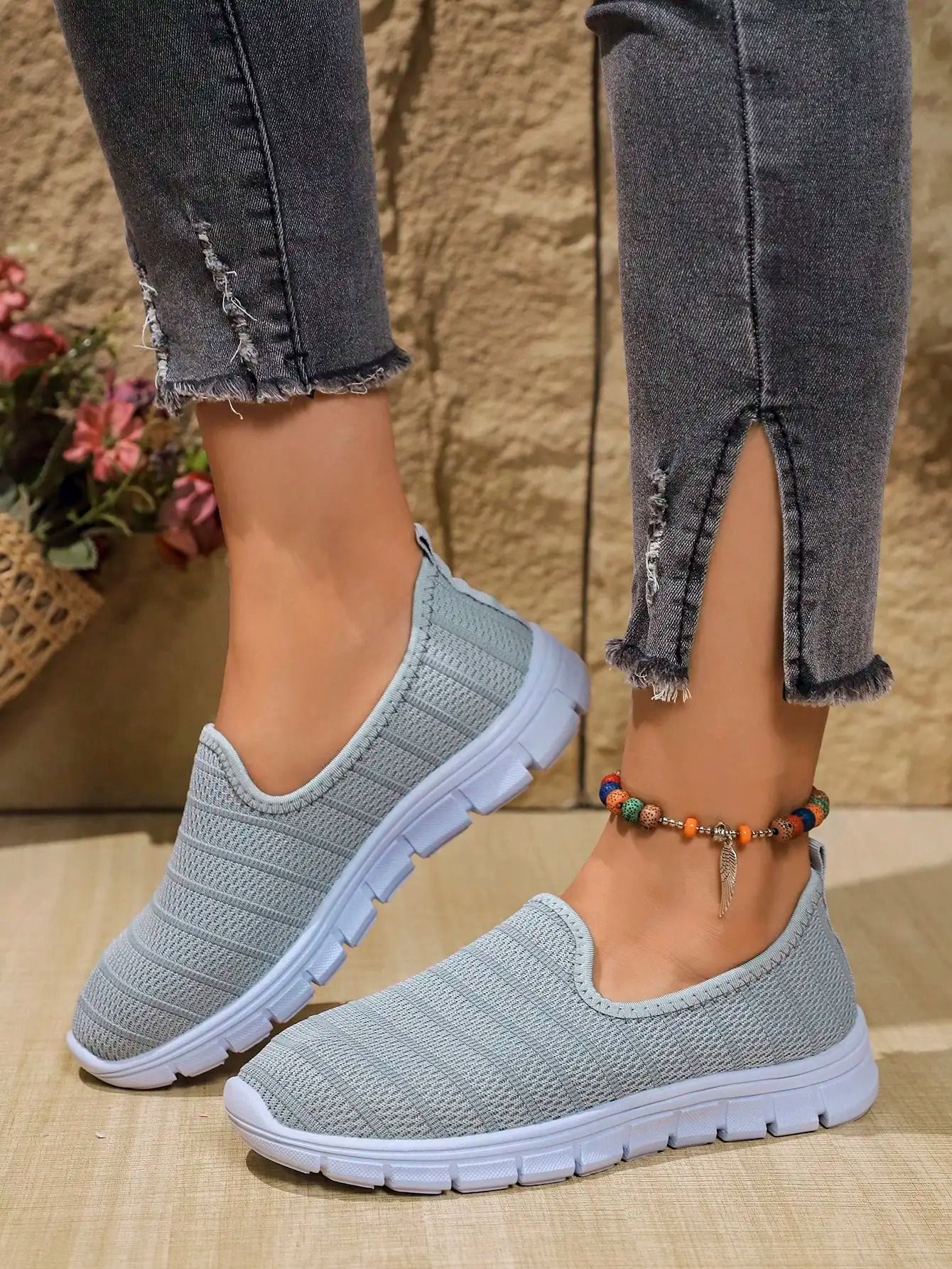 Womens Slip On Mesh Sneakers Summer Casual Lightweight Walking Loafers with Soft Sole and Breathable Design