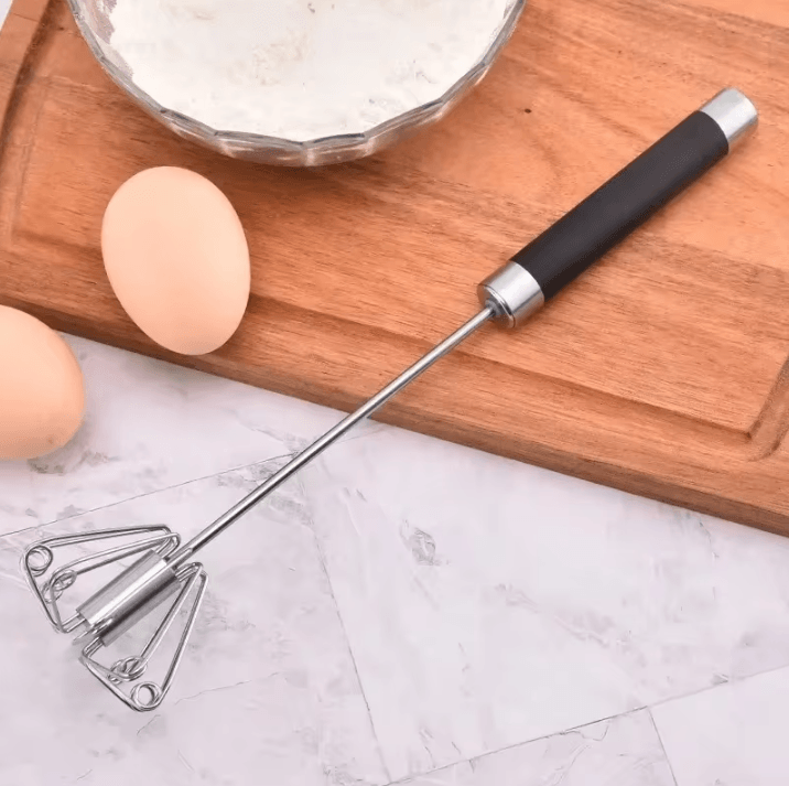 SwiftMix Semi Automatic Egg Beater Stainless Steel Manual Egg Whisk Rotating Hand Push Kitchen Mixer
