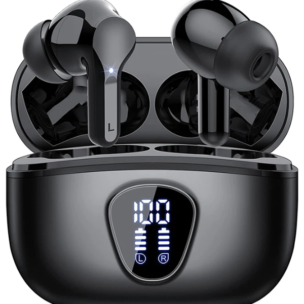 Wireless Earbuds with Noise Cancelling LED Display & Waterproof HiFi Stereo Sound Bluetooth Earphones