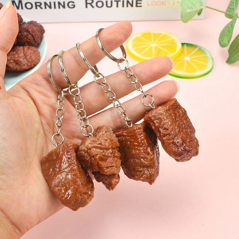 Simulation Beef Cube Keychain