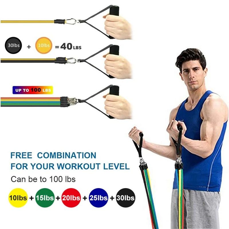 11-Piece Professional Resistance Band & Pull Rope Set