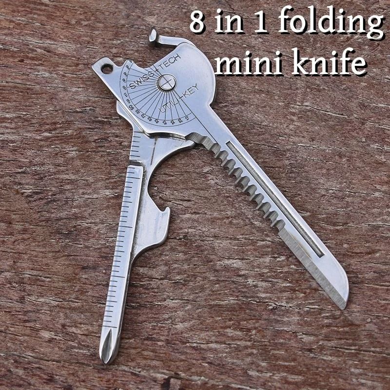 8-in-1 Multi-Tool Keychain Compact Survival Utility Tool for Camping and Everyday Use