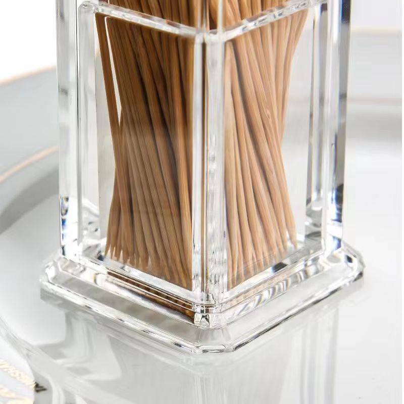 Thickened Clear Acrylic Toothpick Storage Box with Lid