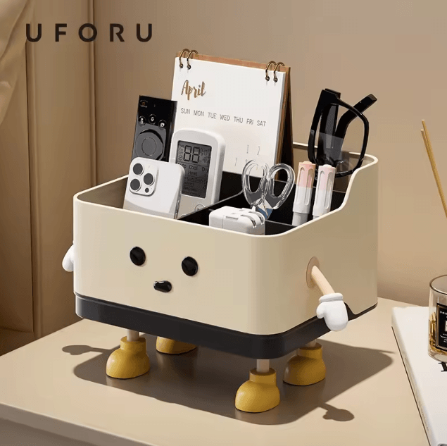 UFORU Desktop Storage Organizer Box Multi Compartment Remote Control Holder Organizer for Office Dorm Stationery