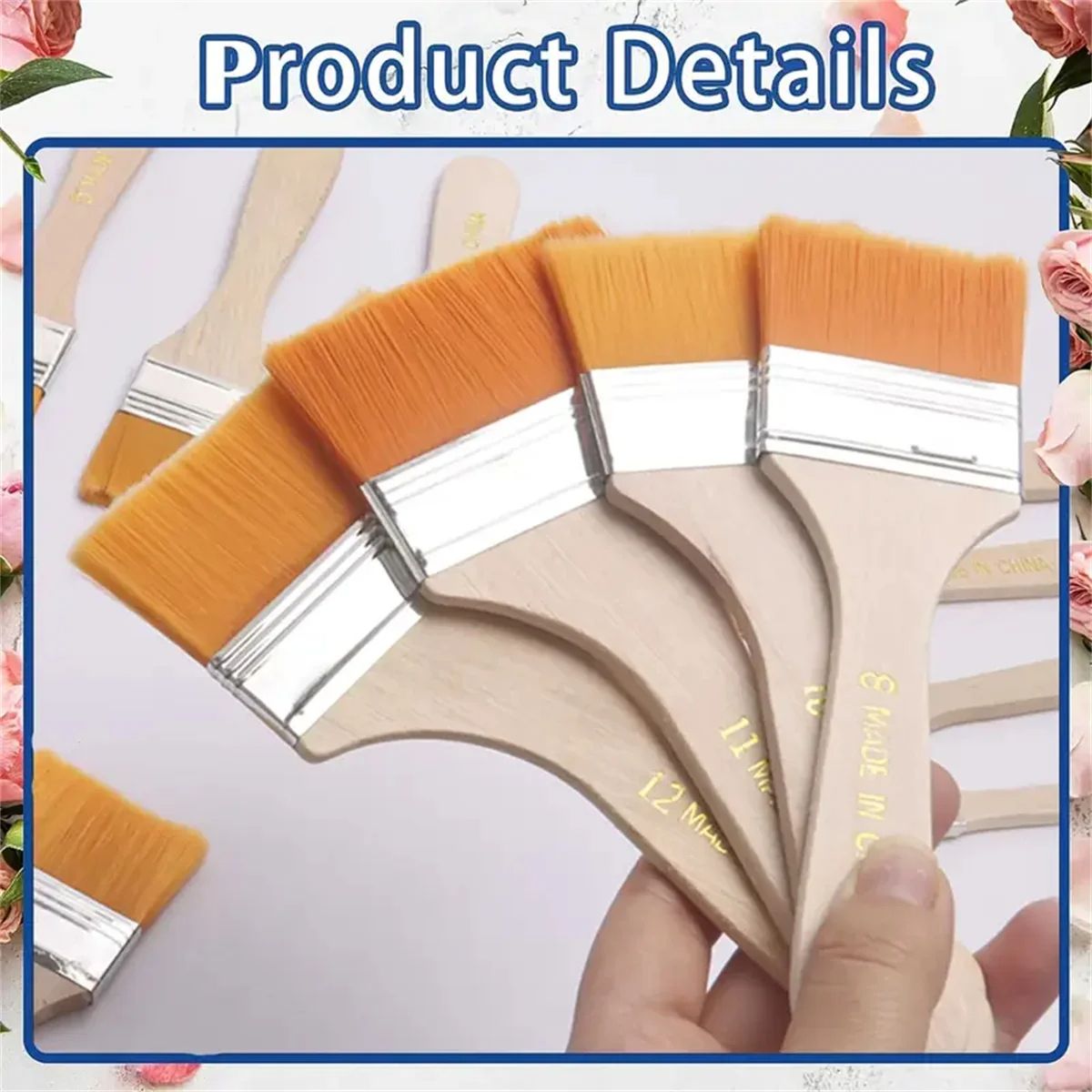 Professional Nylon Paint Brush Set for Acrylic, Watercolor, Oil & Drawing, Premium Art Supplies with Synthetic Bristles