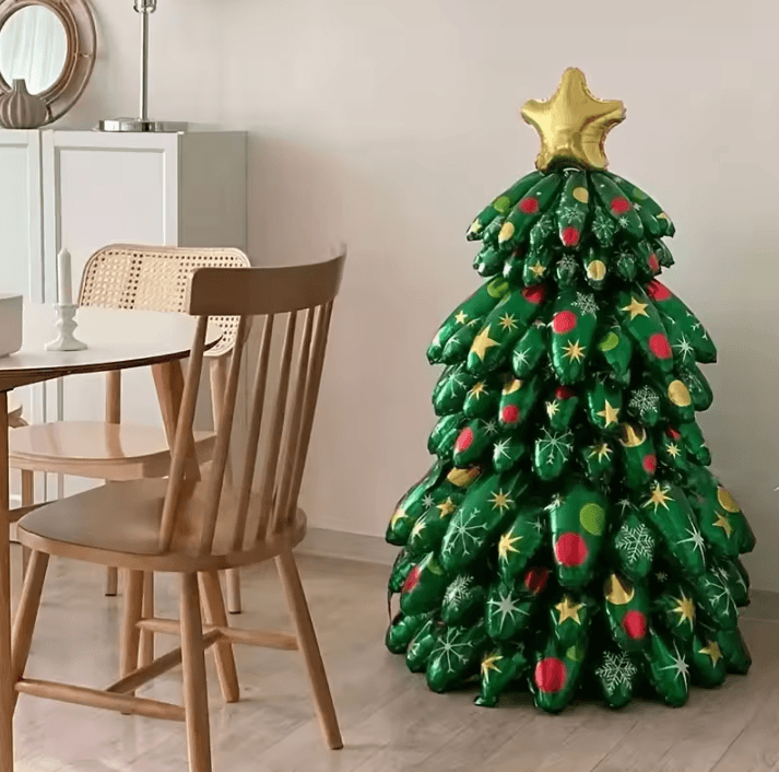 9-Piece Christmas Tree Foil Balloons (51.18 by 27.56 in) – Extra Large Party Decor and Free-Standing Festive Ornaments