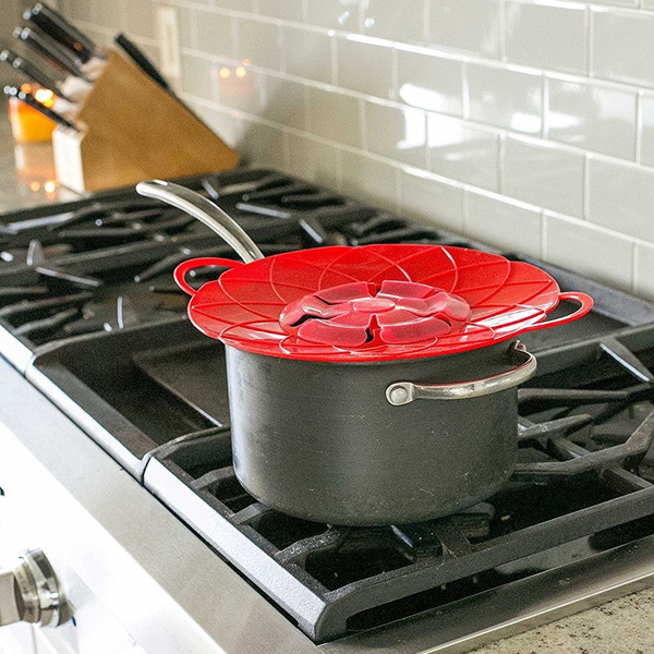 Anti-Spill Kitchen Lid Cover - Boil Over Silicon Spill Stopper, Multi-Function Kitchen Tool