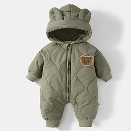 Fur Lined Bear Baby Snowsuit – Warm Winter Romper for Infants & Toddlers