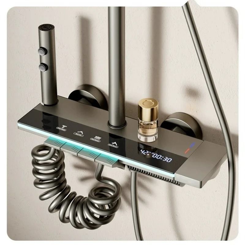 Grey Smart Digital Display Shower System with Four Functions