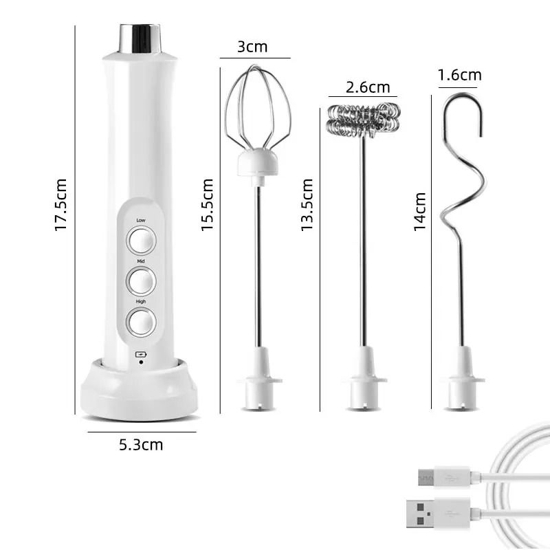 3 in 1 Rechargeable Electric Milk Frother Handheld Coffee Mixer