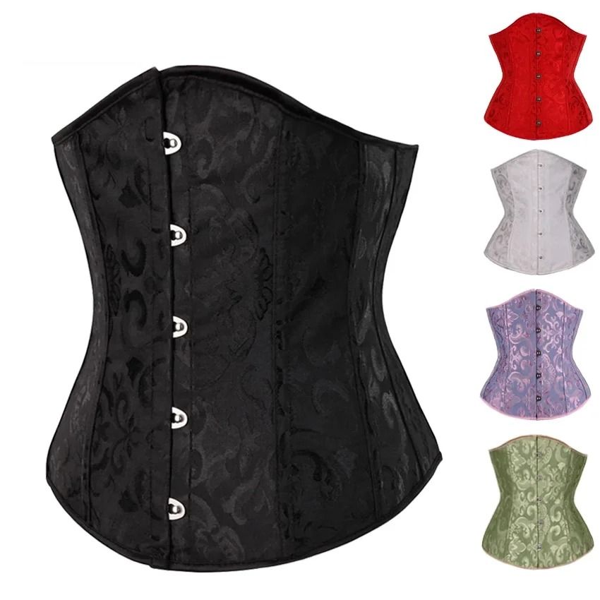 Underbust Corset Floral Push Up Boned Bustier Gothic Corset for Women