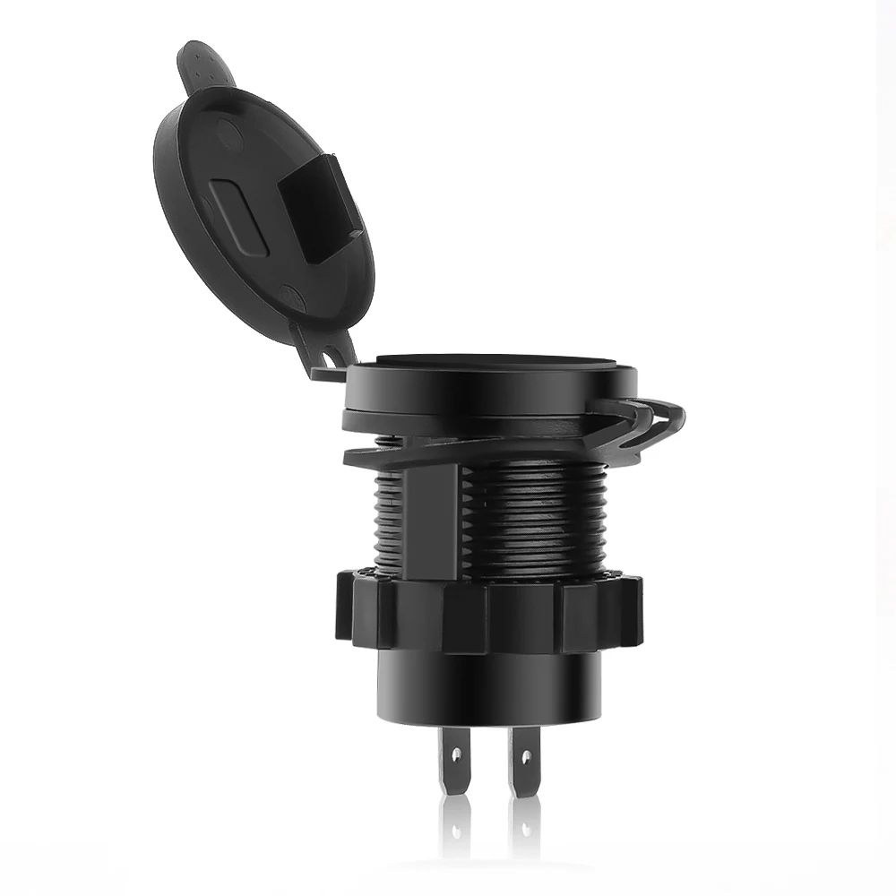 QC3.0 Dual USB Car Charger Socket with Voltmeter – Waterproof Fast Charging 12V 24V Power Outlet