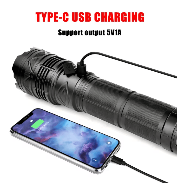 High Power Laser Flashlight with Super Bright LED Spotlight and Long Range Zoom