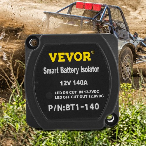 12V 140AMP Automatic Dual Battery Isolator Kit with 6mtr Cables, Voltage Sense Relay (VSR) for RV, Marine, Truck